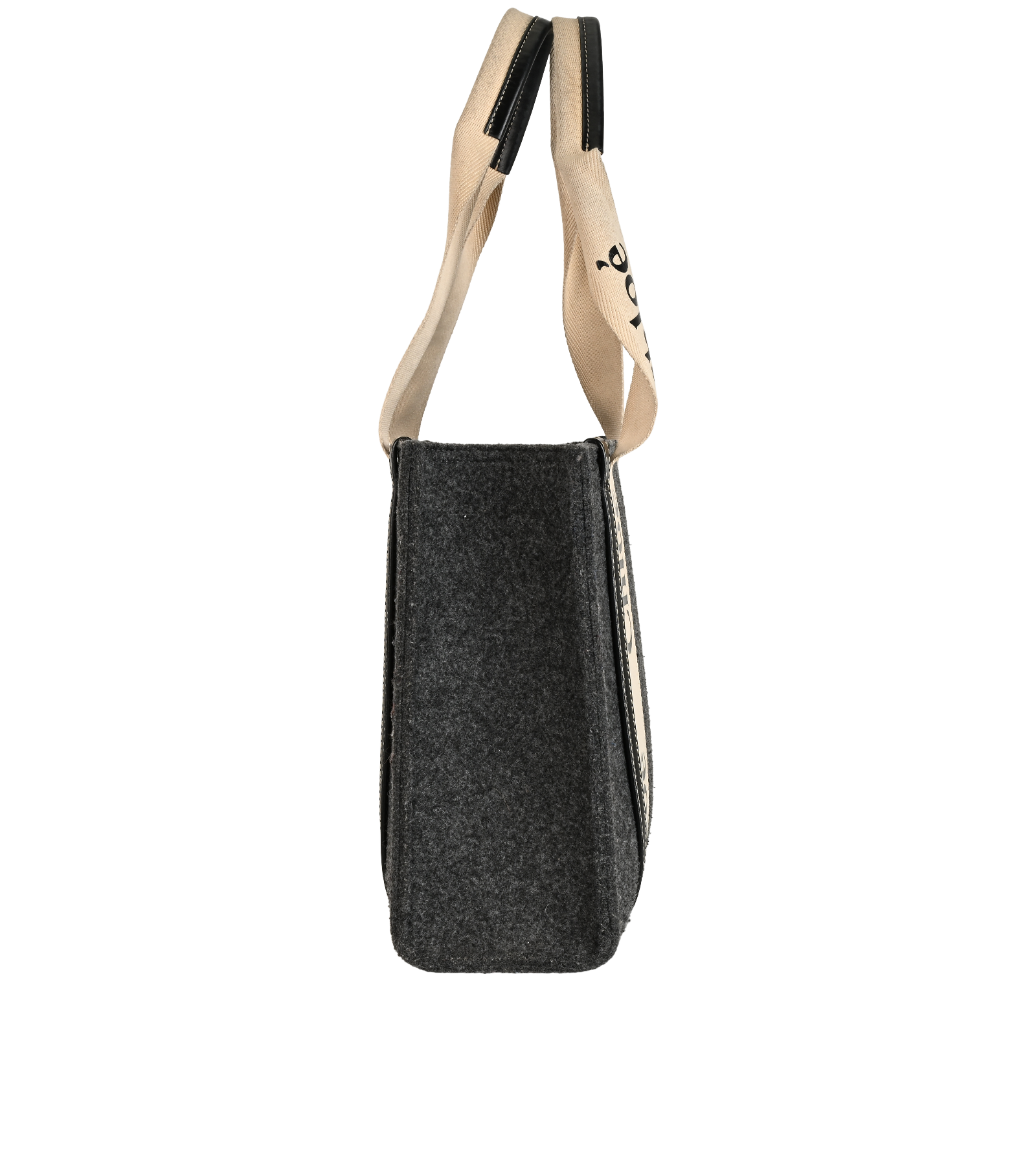 Medium Woody Tote Bag, &pound;495, Handbags, Cream/Grey, Felt/Polyester Mix, Bottom view